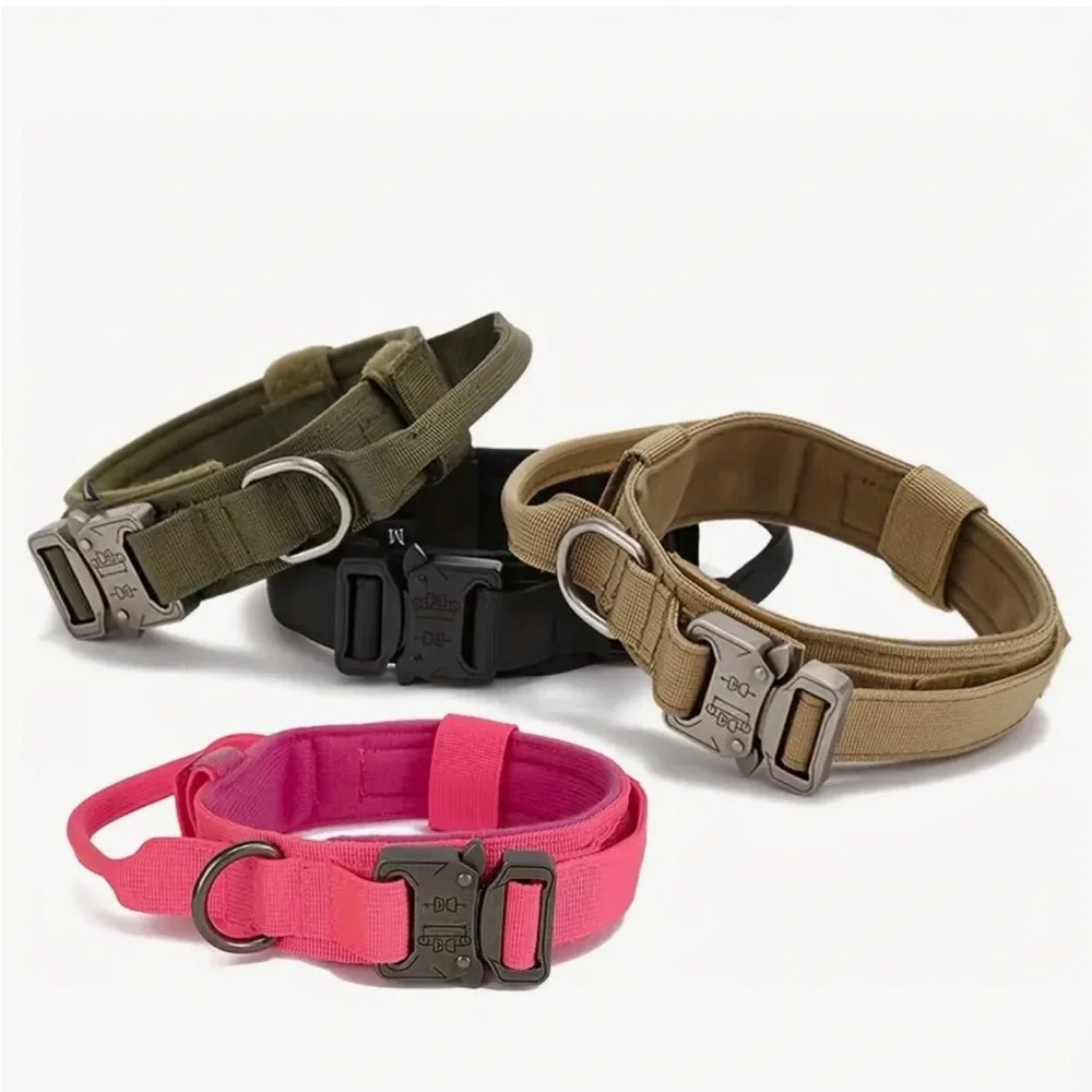 Tactical Khaki Dog Collar with Metal Buckle